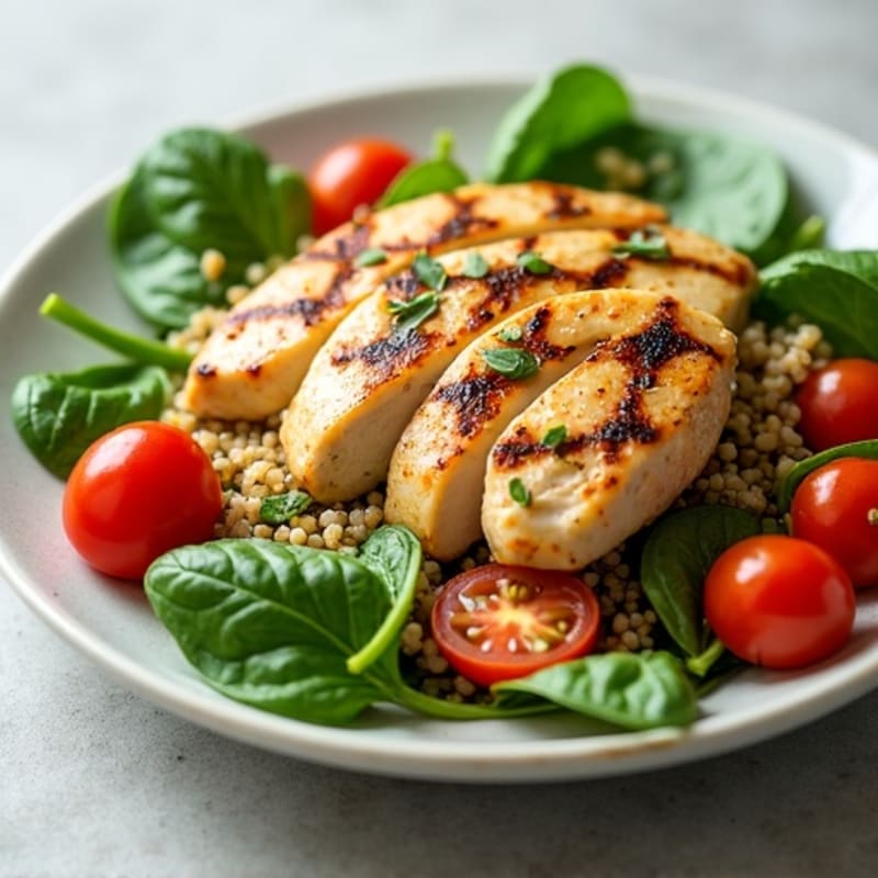 Grilled Chicken and Quinoa Salad with Spinach