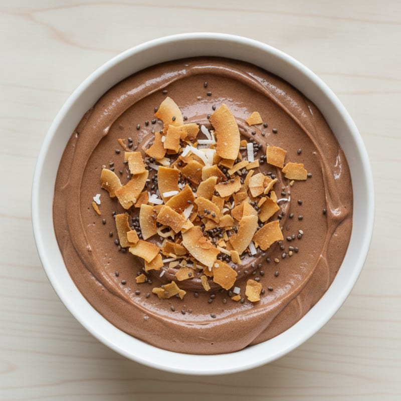 Silky Chocolate Protein Pudding with Toasted Coconut