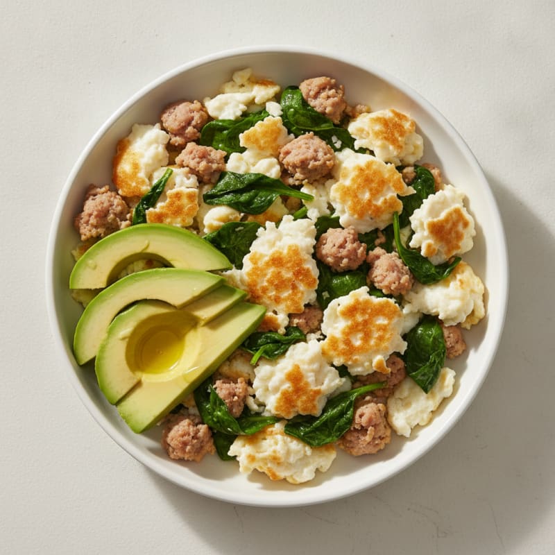 Egg White and Turkey Sausage Scramble with Spinach