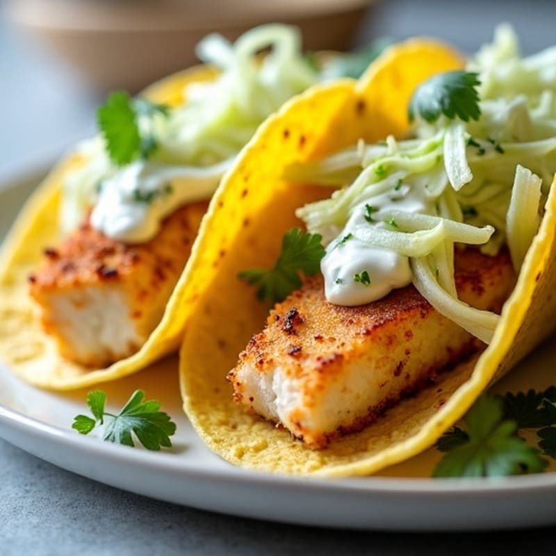 Crispy Baked Fish Tacos with Fresh Cabbage Slaw