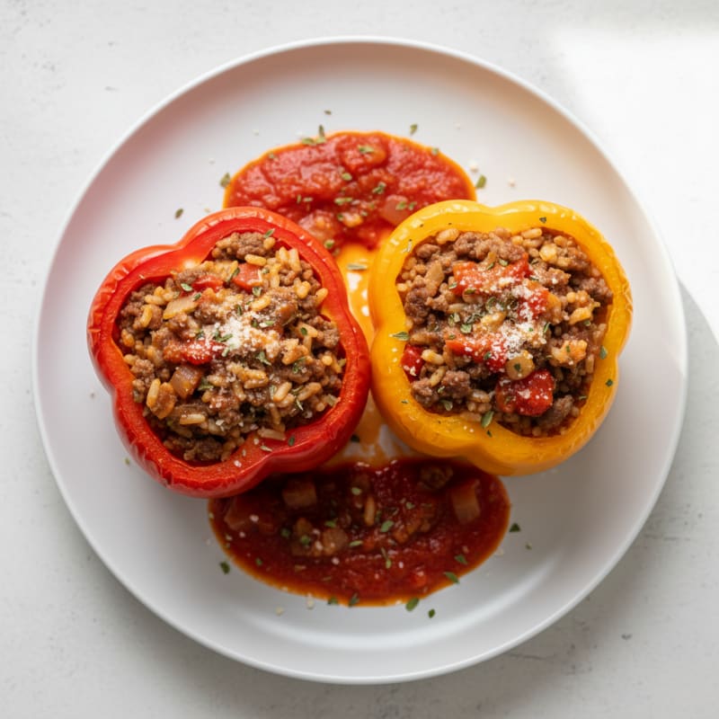 Beef and Rice Stuffed Bell Peppers