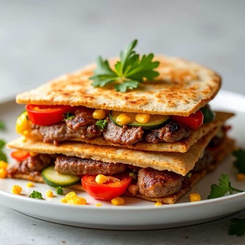 Crispy Whole Wheat Steak and Veggie Quesadillas