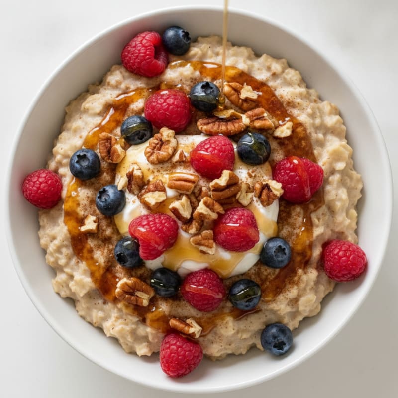 Maple Pecan Oatmeal with Berries