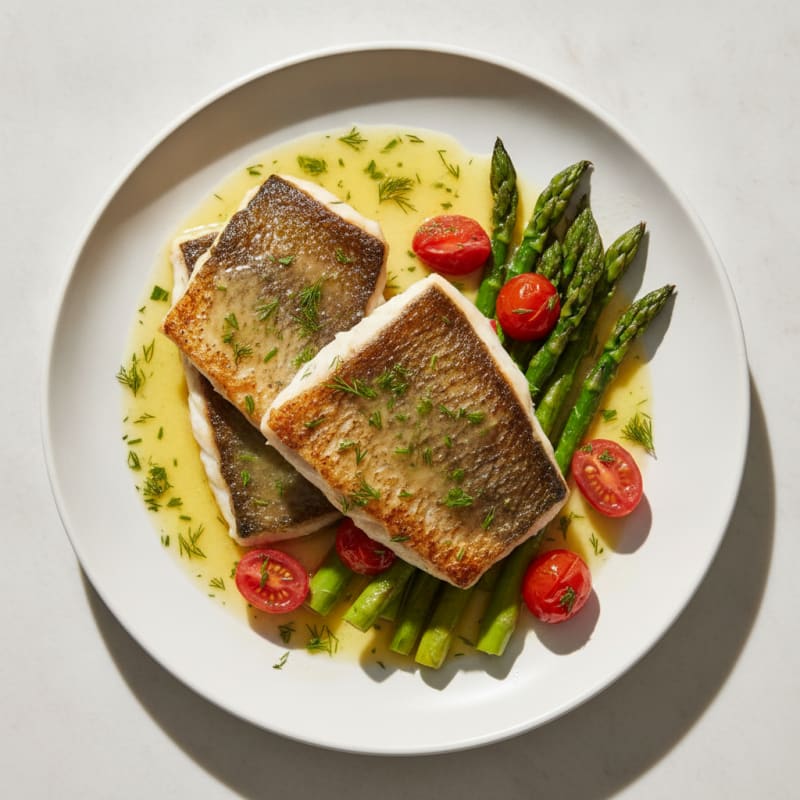 Pan-Seared Branzino with Lemon-Herb Sauce