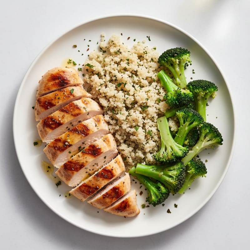 Grilled Chicken Breast with Quinoa and Steamed Broccoli