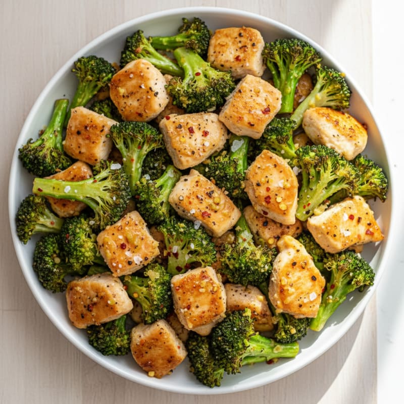Crispy Roasted Broccoli with Lemon-Garlic Chicken