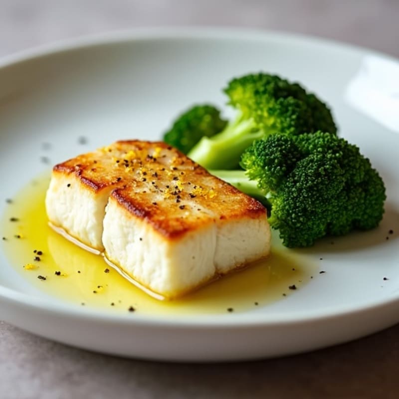 Baked Cod with Steamed Broccoli and Lemon Zest