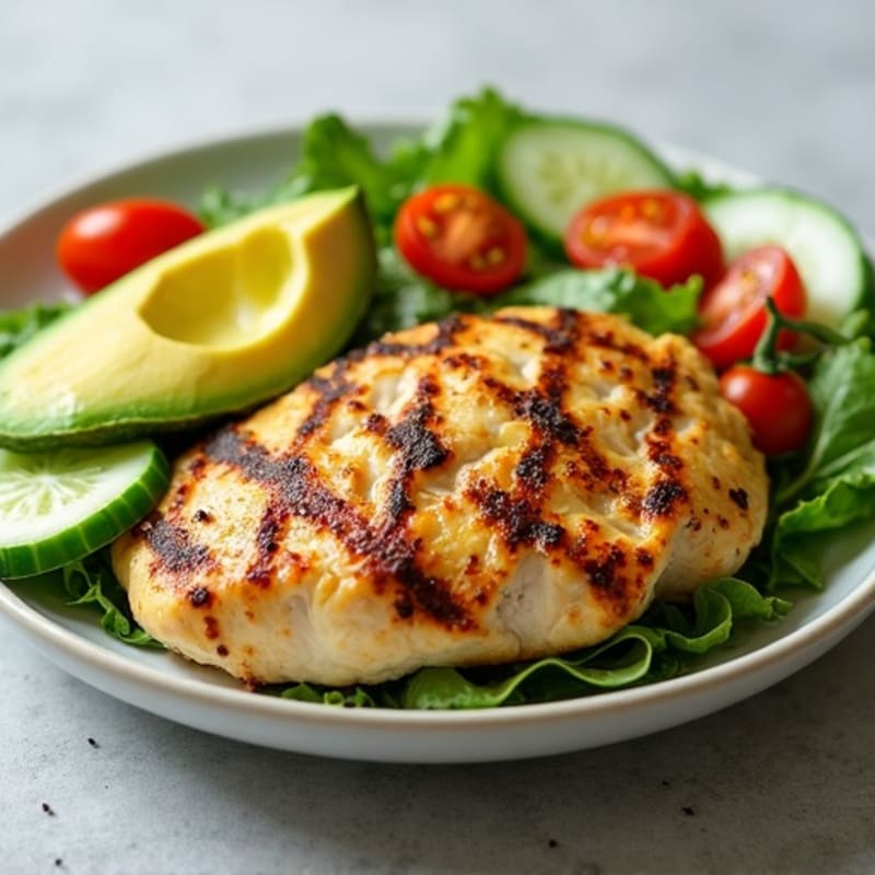 Grilled Chicken with Crisp Avocado and Fresh Greens Salad