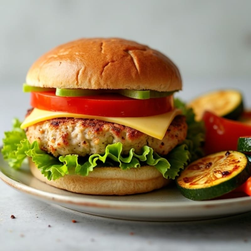 Juicy Chicken Burgers with Roasted Vegetables