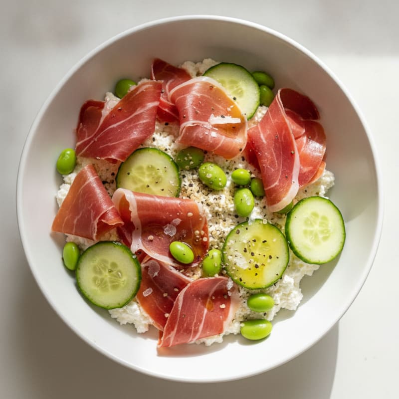 Jamon Cottage Cheese Edamame Bowl