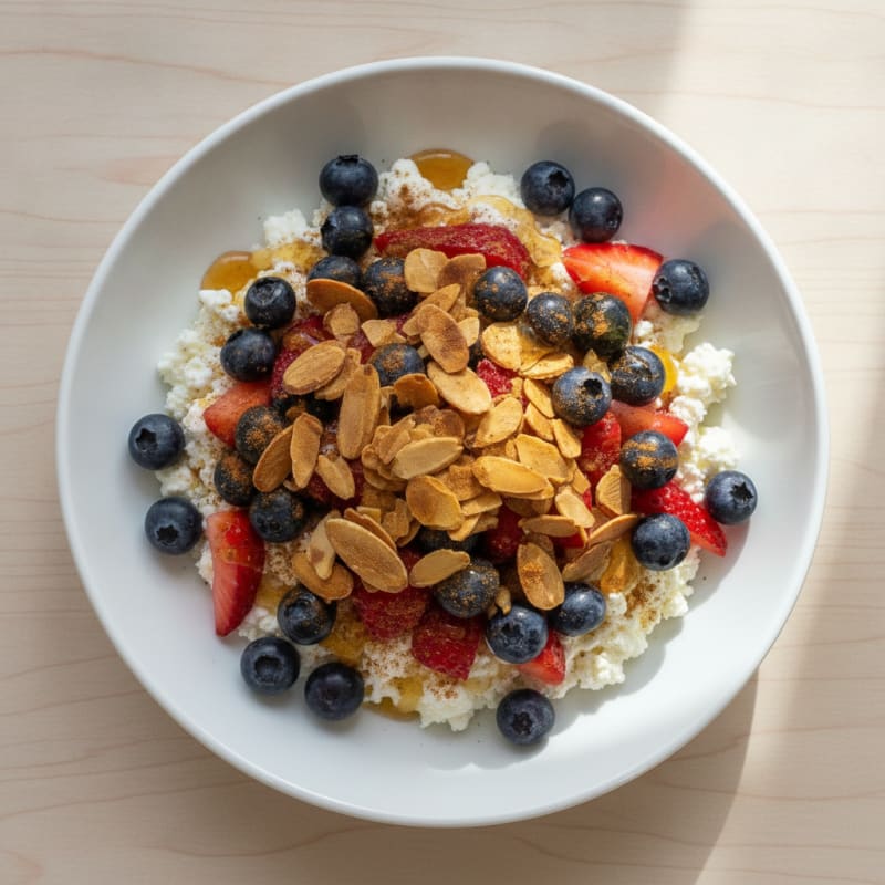 Cottage Cheese Berry Protein Bowl with Almonds