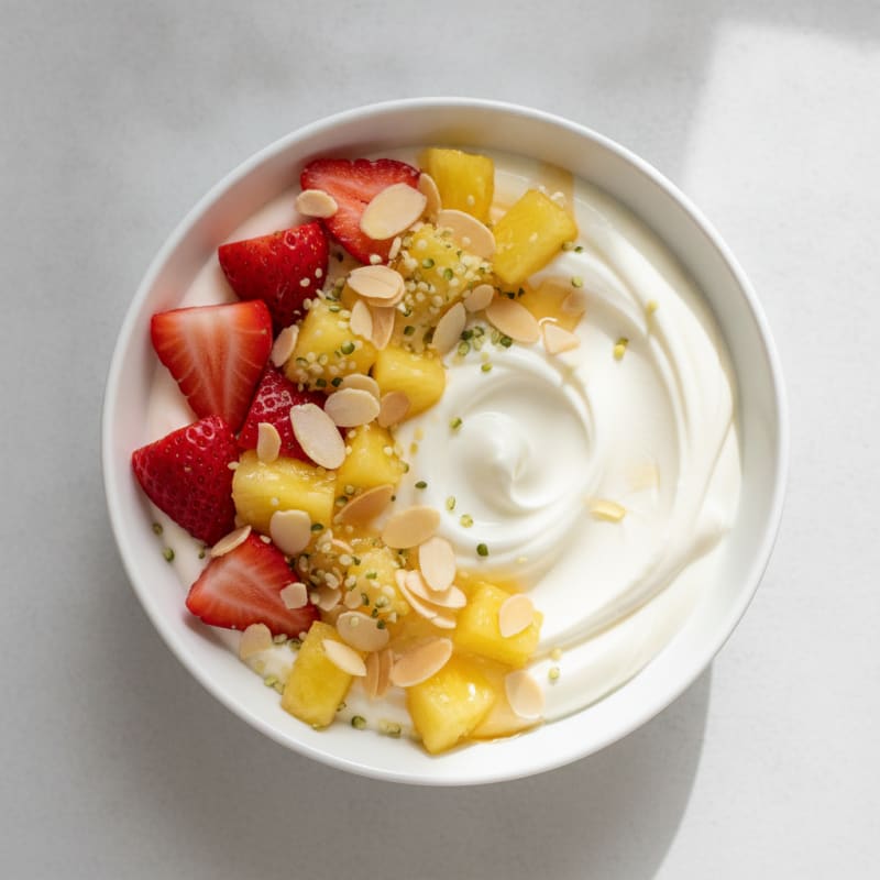Vanilla Greek Yogurt Bowl with Strawberries and Pineapple