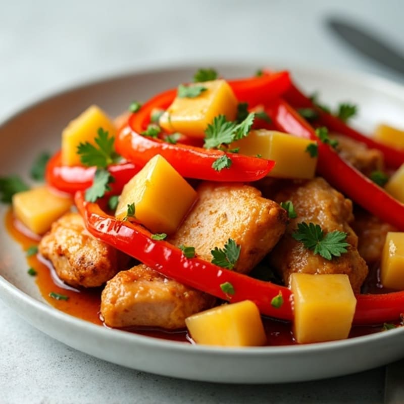 Sheet Pan Sweet & Sour Chicken with Pineapple and Bell Peppers