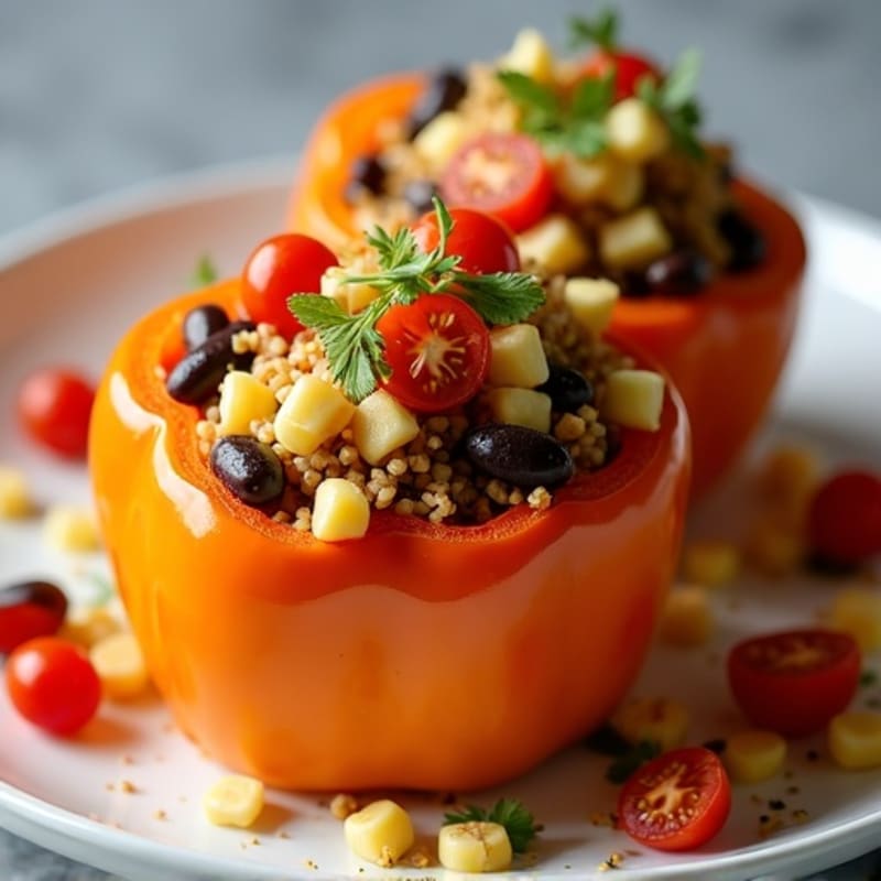 Roasted Zesty Quinoa Stuffed Bell Peppers