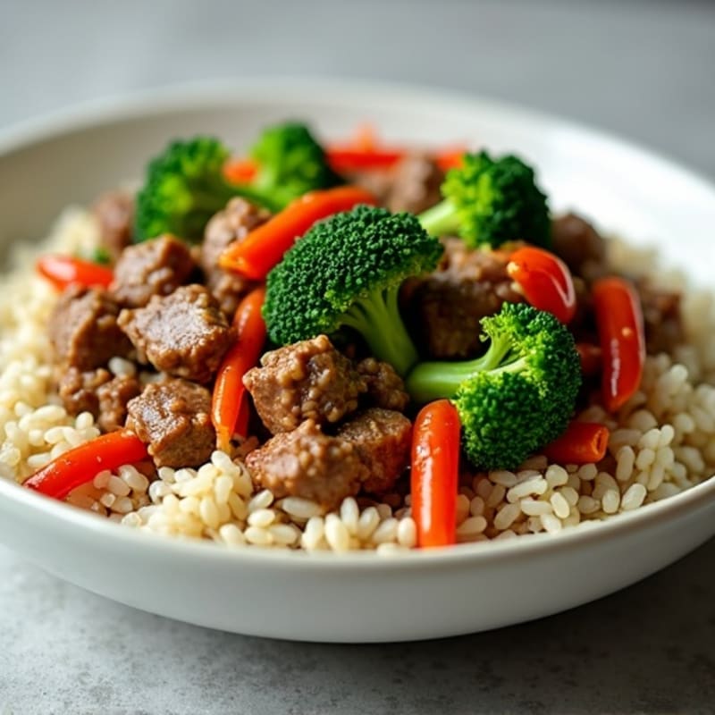 Stir-Fried Beef with Crisp Broccoli and Brown Rice