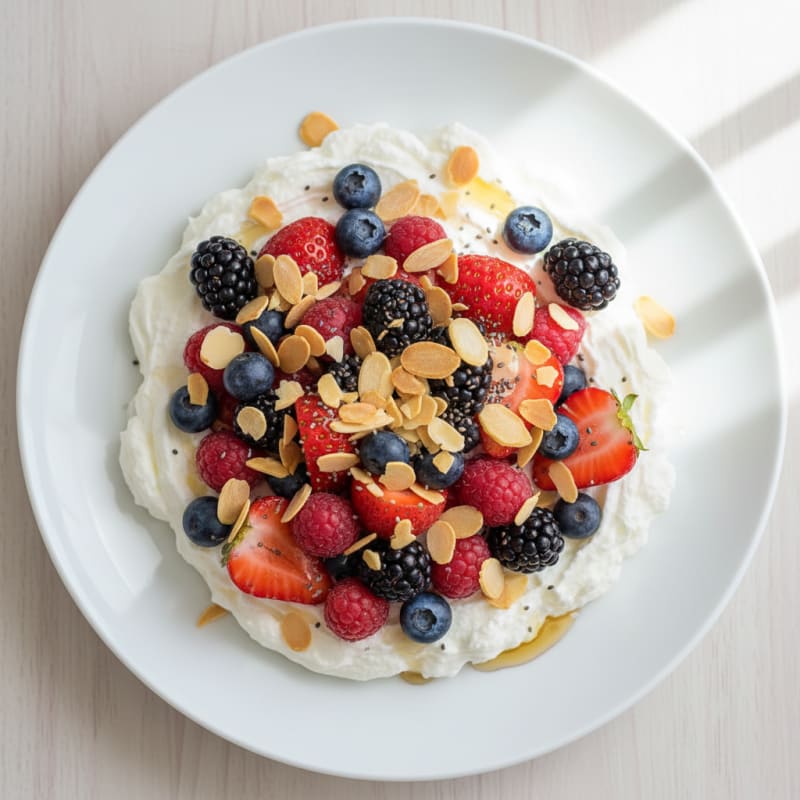 Silky Greek Yogurt Protein Mousse with Mixed Berries