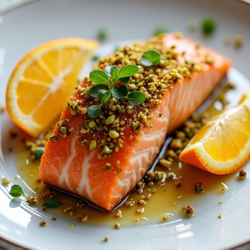 Crispy Pistachio-Crusted Salmon with Citrus-Ginger Glaze