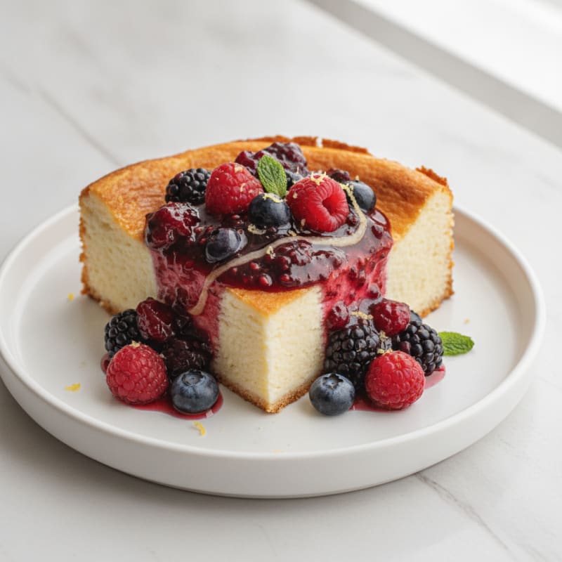 Creamy Cottage Cheese Protein Cheesecake with Mixed Berries