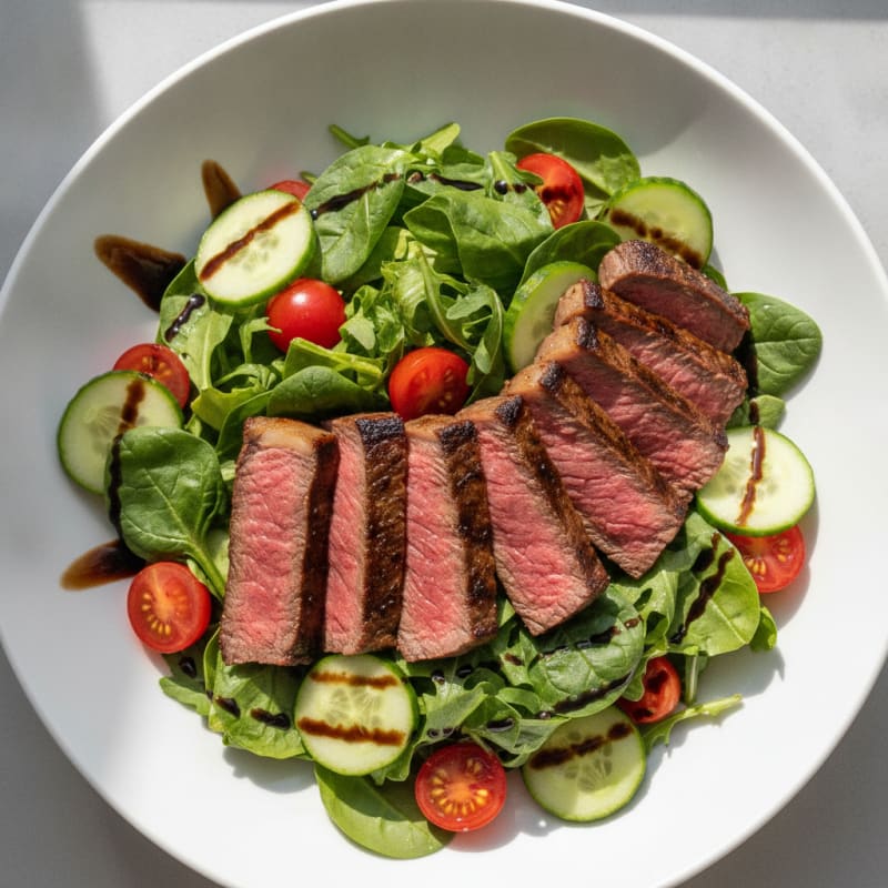 Grilled Steak Salad with Mixed Greens and Cherry Tomatoes