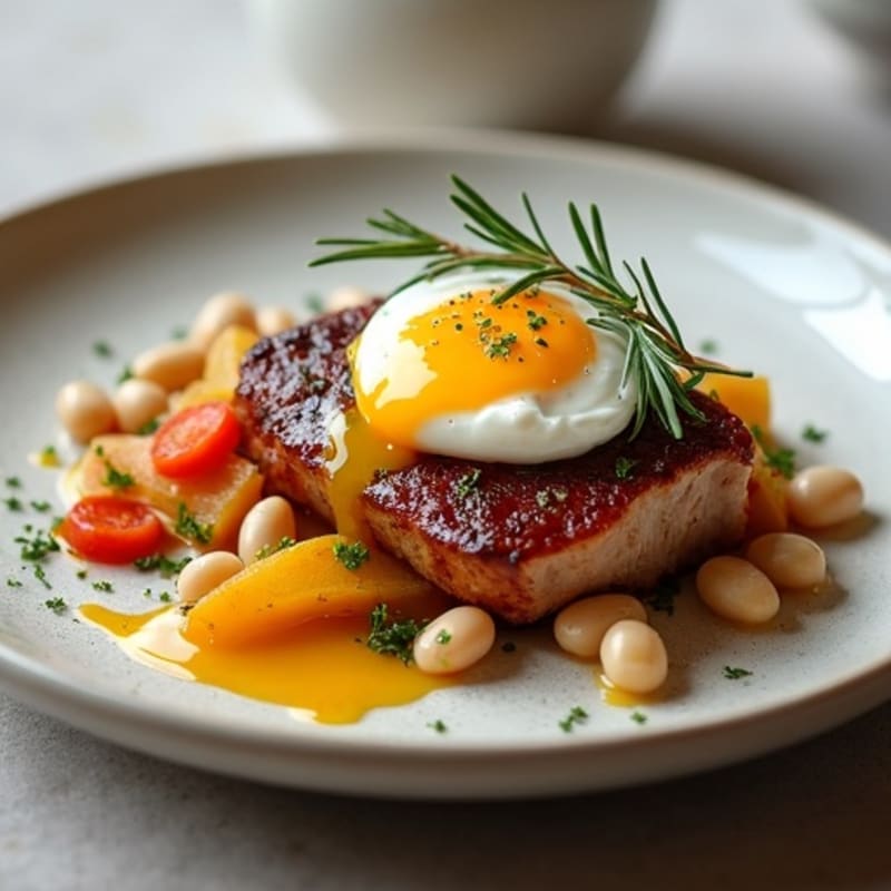 Slow-Braised Pork Belly with Roasted Root Vegetables