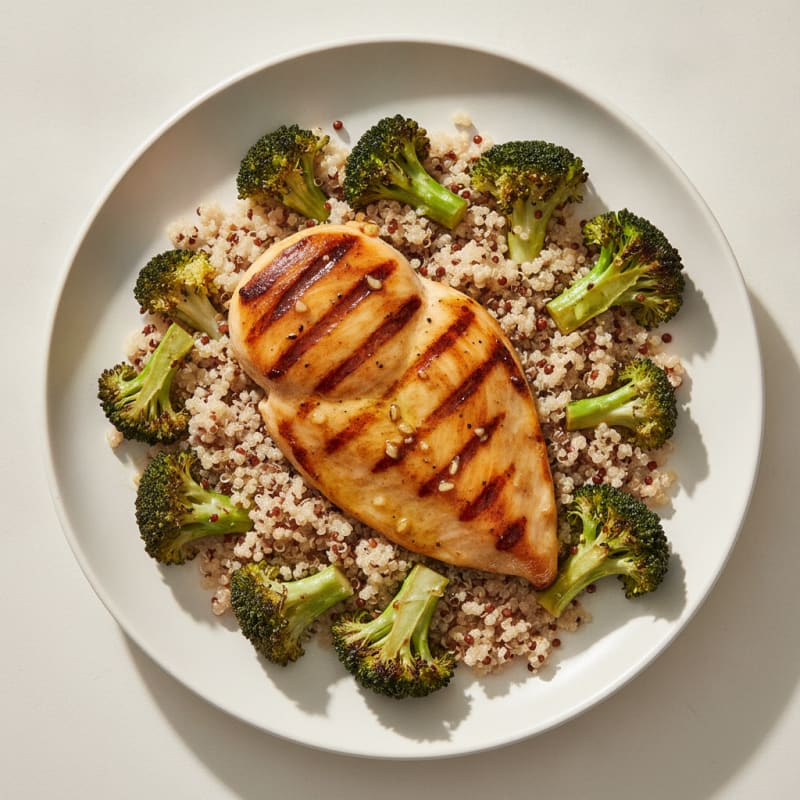 Grilled Chicken Breast with Roasted Broccoli and Quinoa