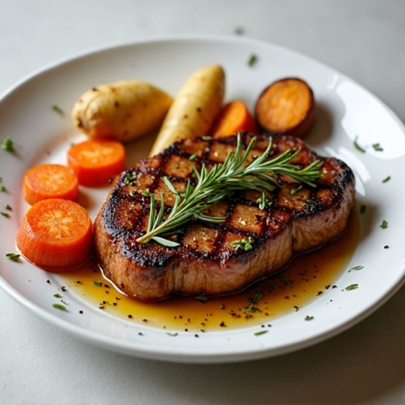 Garlic-Herb Seared Steak with Roasted Root Vegetables