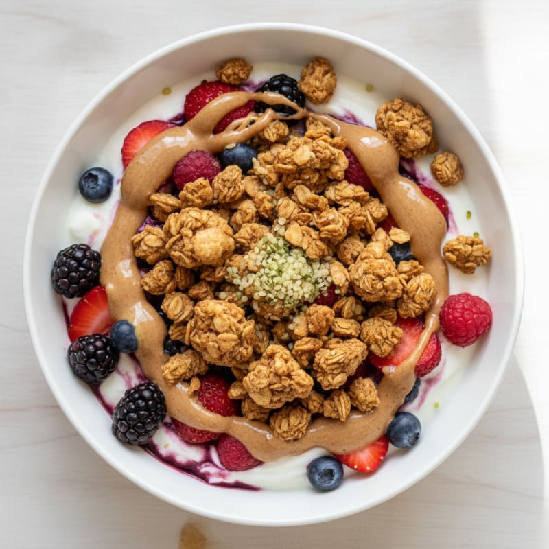 Creamy Greek Yogurt Bowl with Mixed Berries and Almond Butter