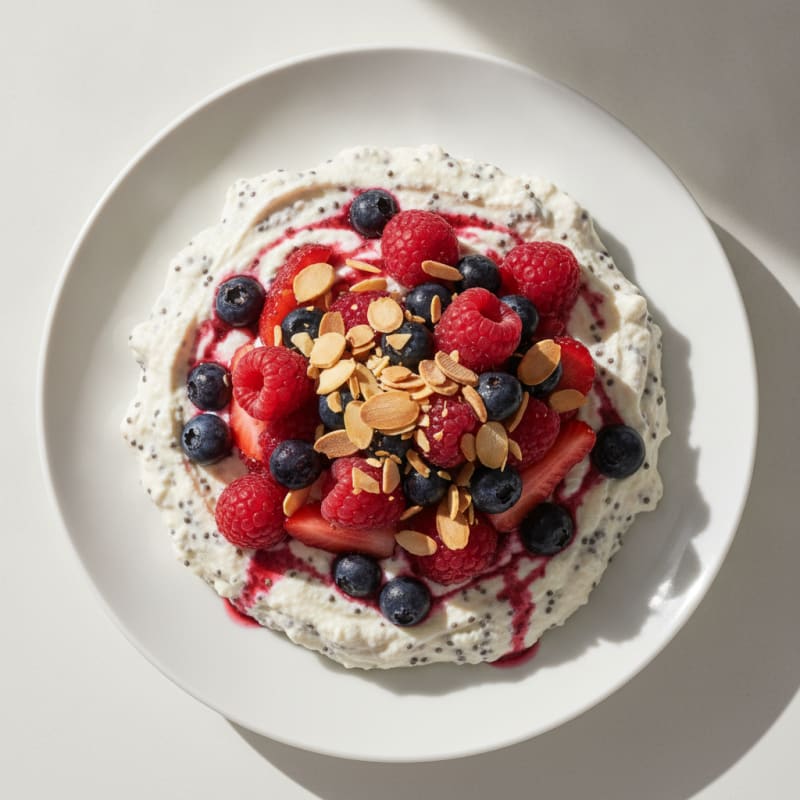 Greek Yogurt Protein Mousse with Mixed Berries