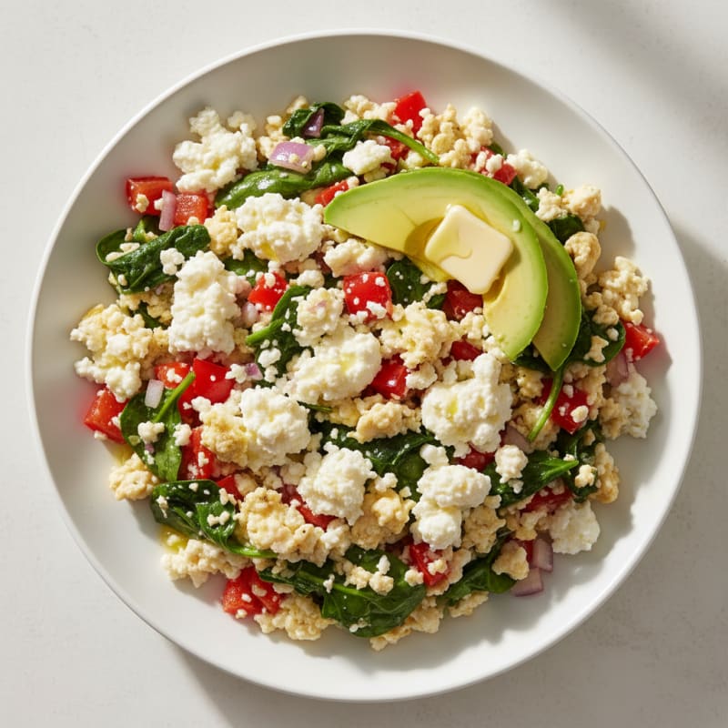 Egg White Veggie Scramble with Cottage Cheese