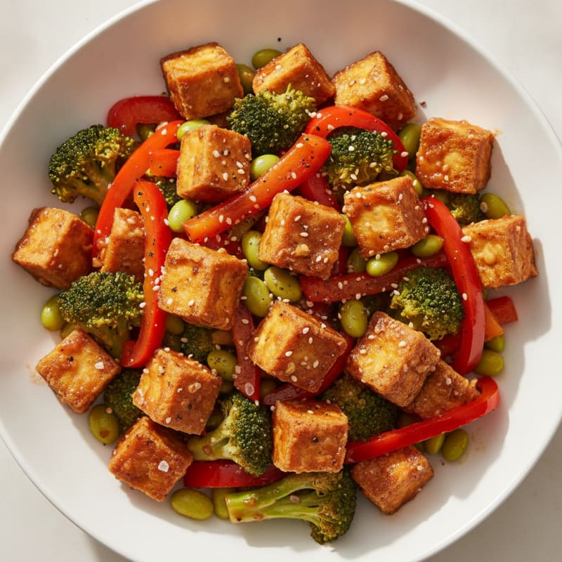 Sesame Tofu Stir-Fry with Mixed Vegetables