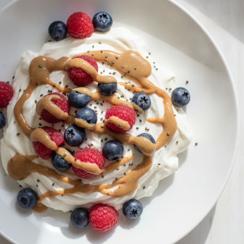 Silky Greek Yogurt Protein Pudding with Mixed Berries