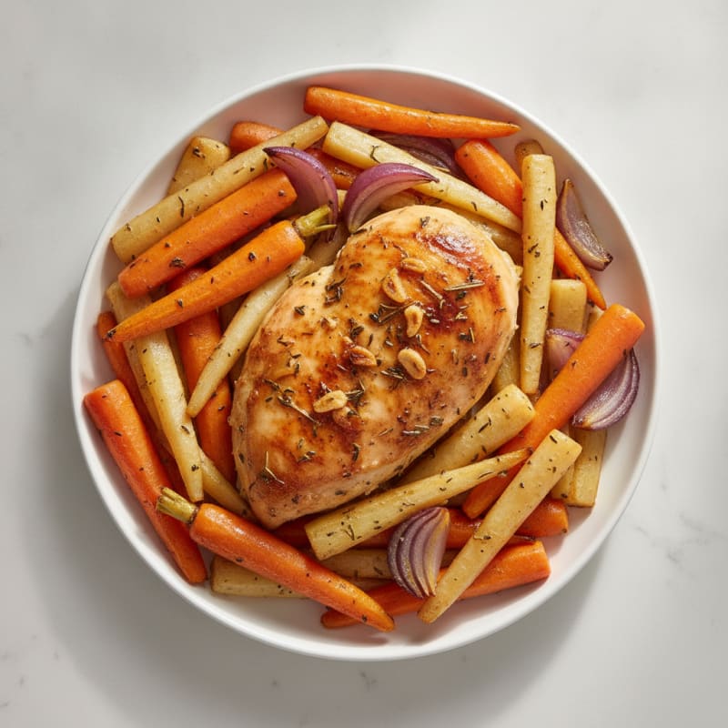 Garlic Herb Roasted Chicken with Root Vegetables