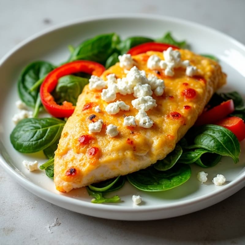 Egg White and Chicken Thigh Scramble with Roasted Peppers and Spinach