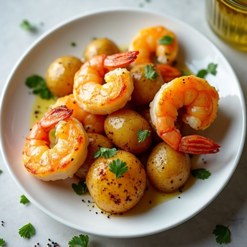 Garlic-Butter Shrimp with Crispy Herb Potatoes