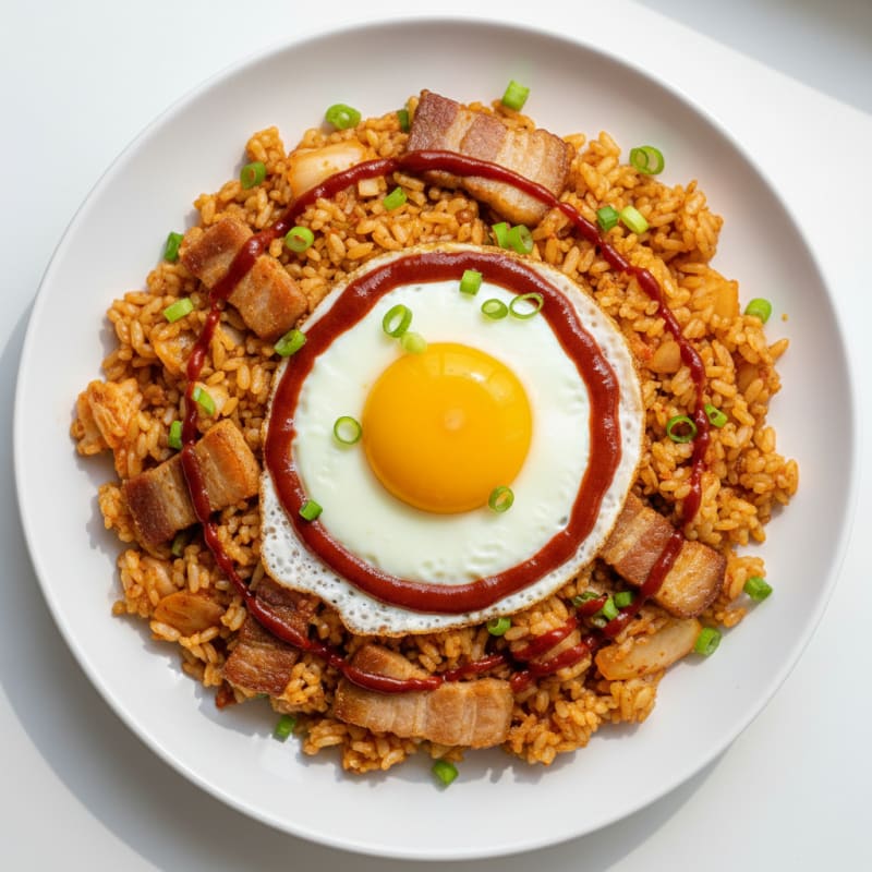 Kimchi Fried Rice with Pork Belly