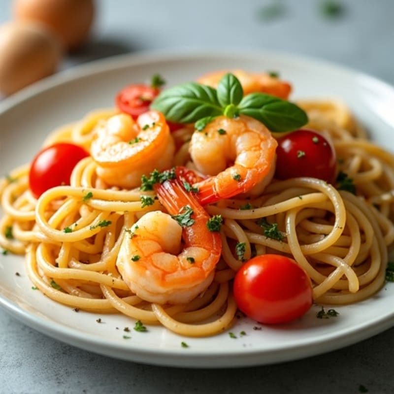 Garlic-Lemon Shrimp Tomato Pasta