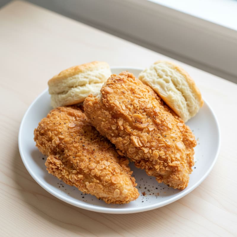 Crispy Buttermilk Fried Chicken with Fluffy Biscuits