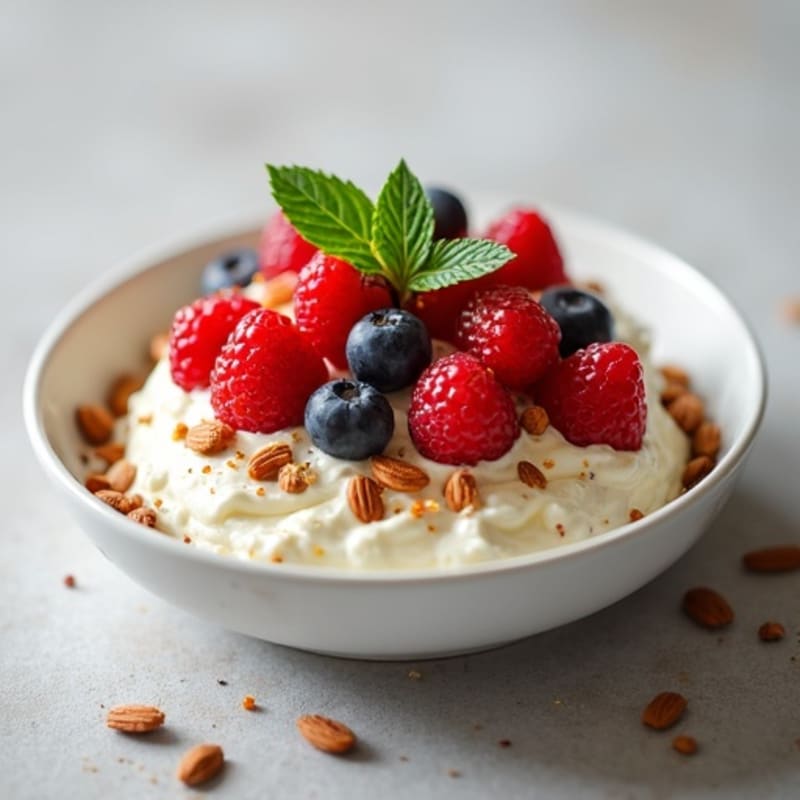 Creamy Cottage Cheese with Fresh Berries and Crunchy Nuts