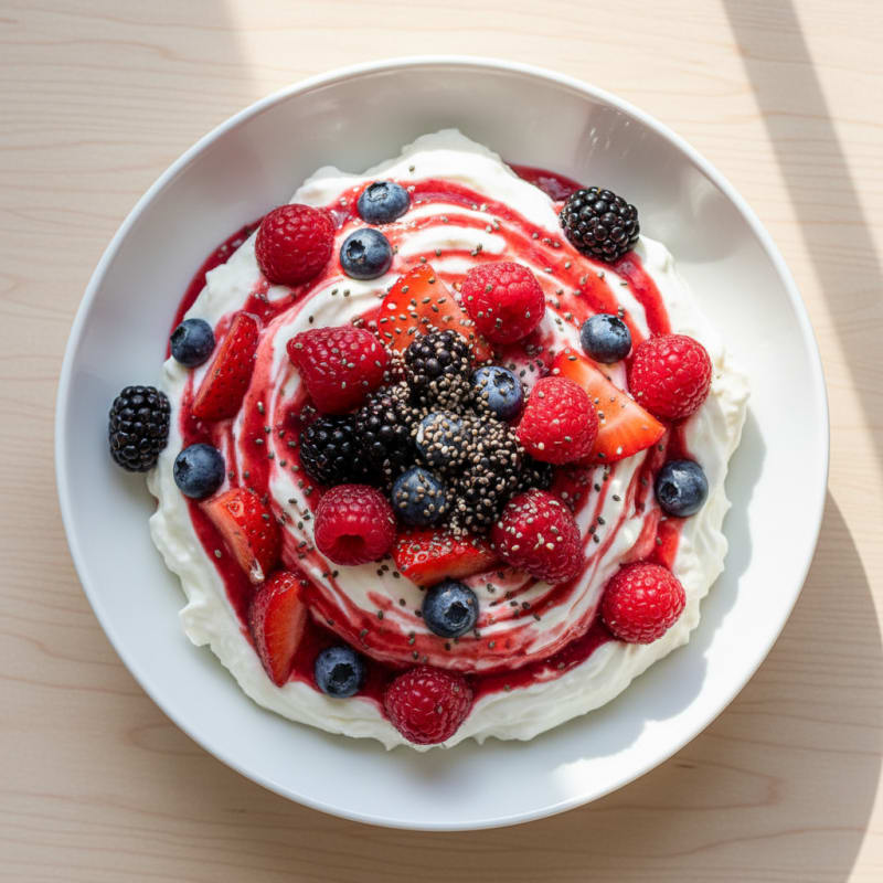 Silky Greek Yogurt Protein Pudding with Mixed Berries