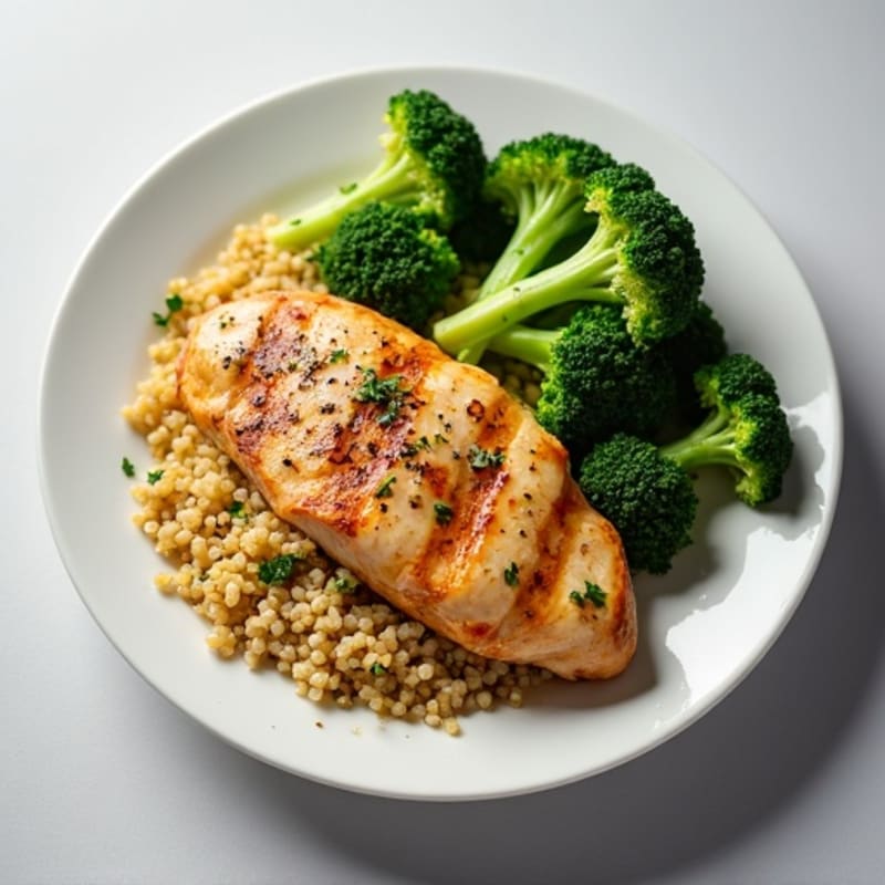 Grilled Chicken Breast with Quinoa and Steamed Broccoli