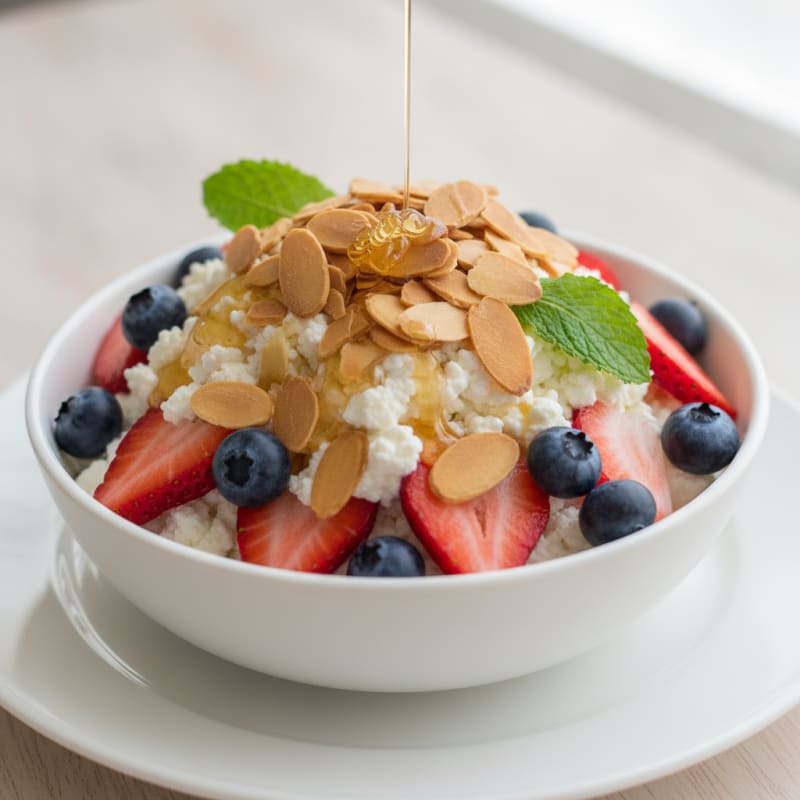 Cottage Cheese Berry Parfait with Almonds