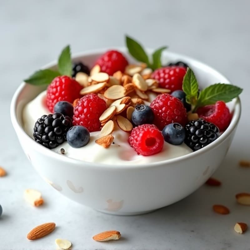 Creamy Greek Yogurt Bowl with Berries and Toasted Almonds