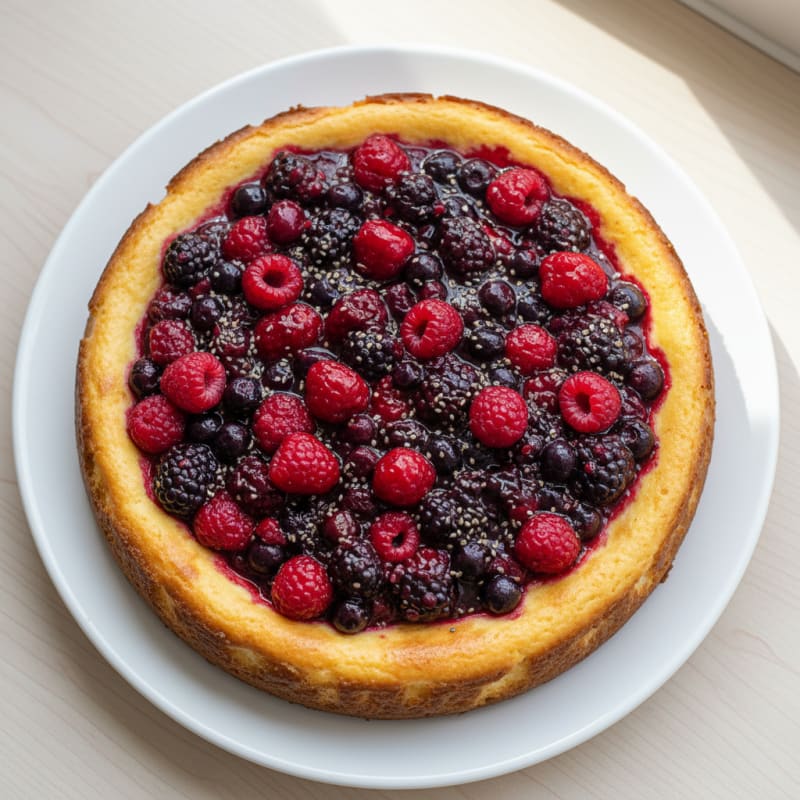 Protein Yoghurt Cheesecake with Whey and Mixed Berries