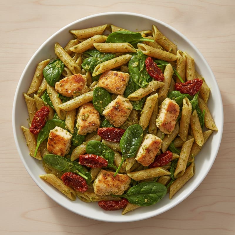 Pesto Chicken Pasta with Sun-Dried Tomatoes