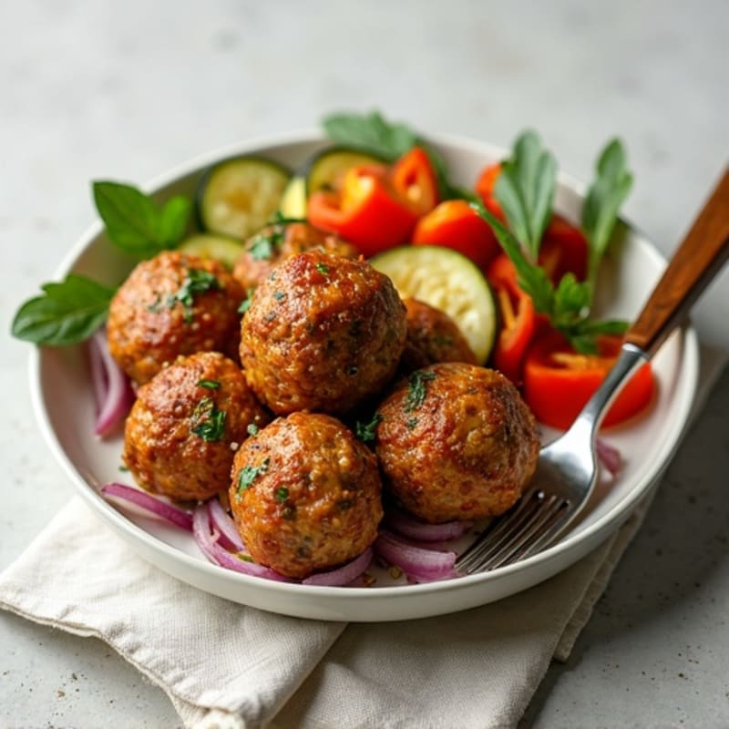 Herb-Seasoned Turkey Meatballs with Roasted Vegetables