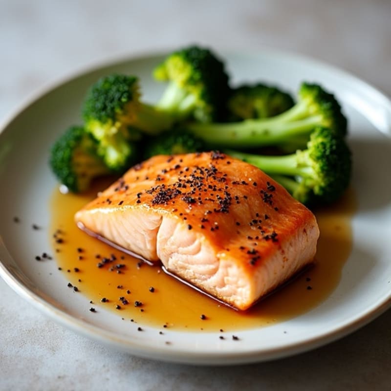 Ginger-Sesame Glazed Salmon with Roasted Broccoli