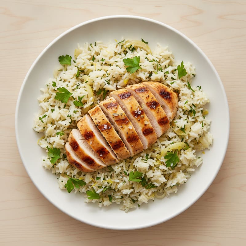 Lemon Herb Rice Pilaf with Grilled Chicken