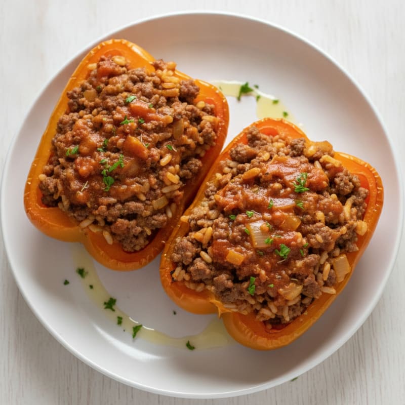 Beef and Rice Stuffed Bell Peppers