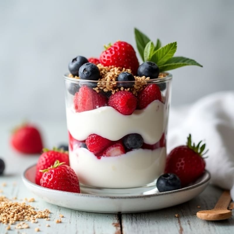 Creamy Greek Yogurt Parfait with Mixed Berries and Hemp Seeds