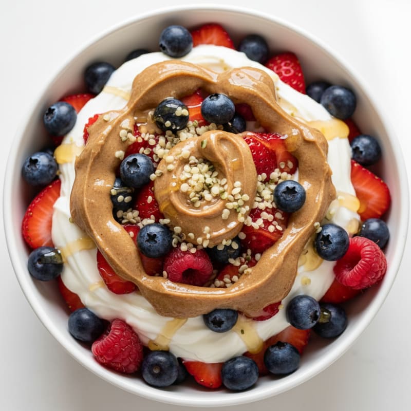 Creamy Greek Yogurt Parfait with Mixed Berries and Almond Butter